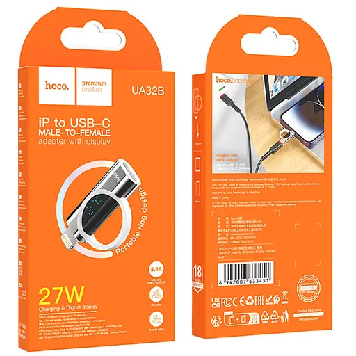 Переходник Hoco UA32B Lightning male to Type-C female display adapter Silver - фото 4