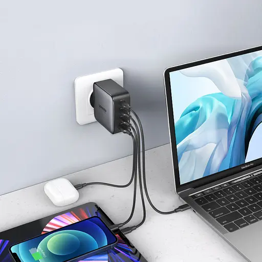 Зарядний пристрій 4xUSB 100W 3xUSB-C+USB-A Gan Tech Fast GAN Charger чорний CD226 Ugreen - фото 4