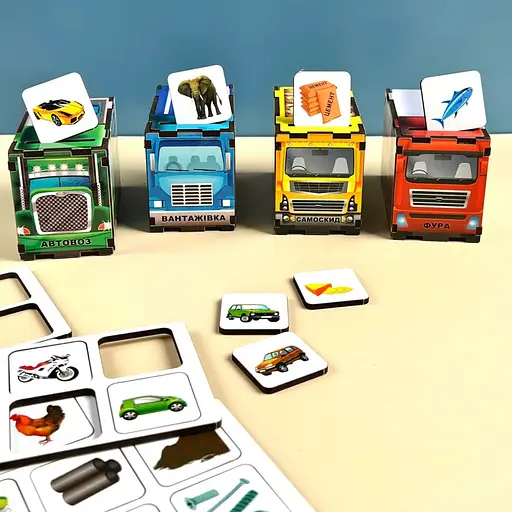 Настольная игра Ubumblebees Автопарк PSD082 сортер-комодик деревянная - фото 3