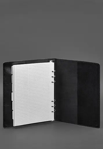 Шкіряний блокнот на сегрегаторі (м'яка обкладинка на кільцях) 13.0 чорний - фото 4