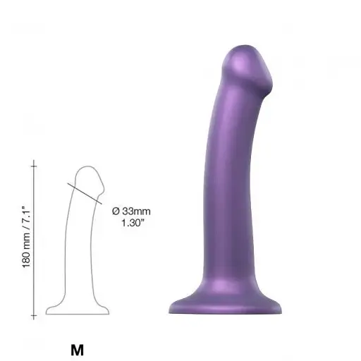 Насадка для страпону Strap-On-Me Mono Density Dildo Violet M одношаровий силікон гнучкий діаметр 3.3 см - фото 3
