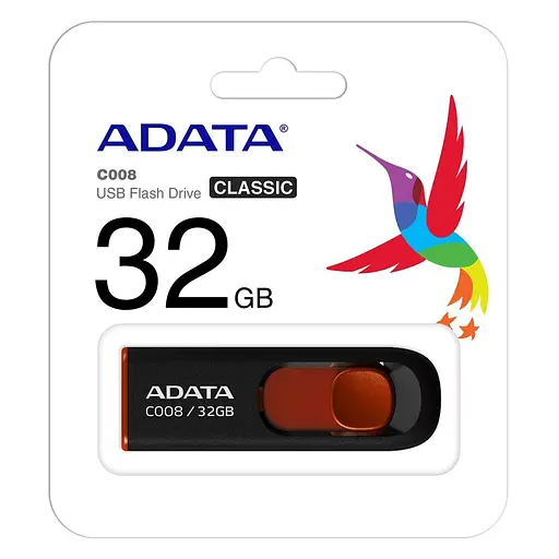 Флеш-накопичувач Adata Flash 32Gb C008 black+red (AC008-32G-RKD) - фото 2