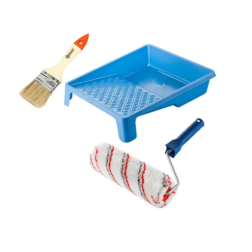 Валик "Мультиколор" 250х58 мм з ручкою, ванночка та пензлик "Стандарт" Polax (770-225) - фото 1