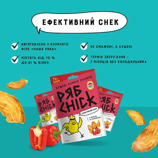 Слайси курячі РябChick сушені з перцем та паприкою 30 г (905504) - фото 3