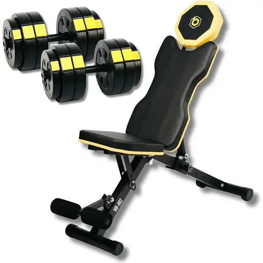 Набір Besport PowerPro гантелі 2х26кг з лавою WB-002