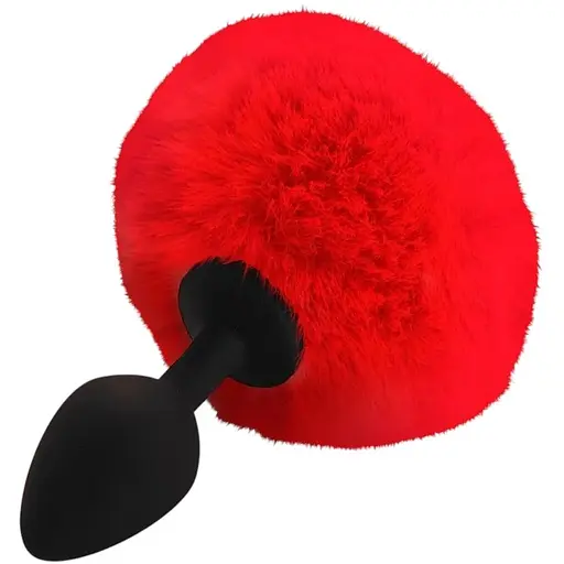 Силіконова анальна пробка М Art of Sex Silicone Bunny Tails Butt plug Red діаметр 3.5 см
