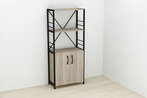 Етажерка 3/60 Ferrum-decor Серії Конект із тумбою 144x60x28 Чорний ДСП Сонома Трюфель (FRD-104446) - фото 2