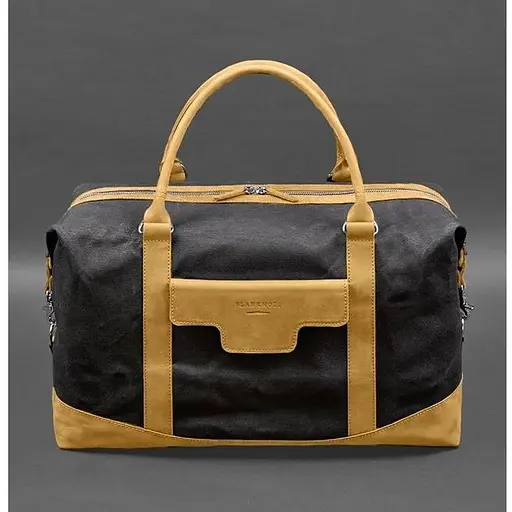 Дорожная сумка из конваса и натуральной желтой кожи Crazy Horse - фото 1