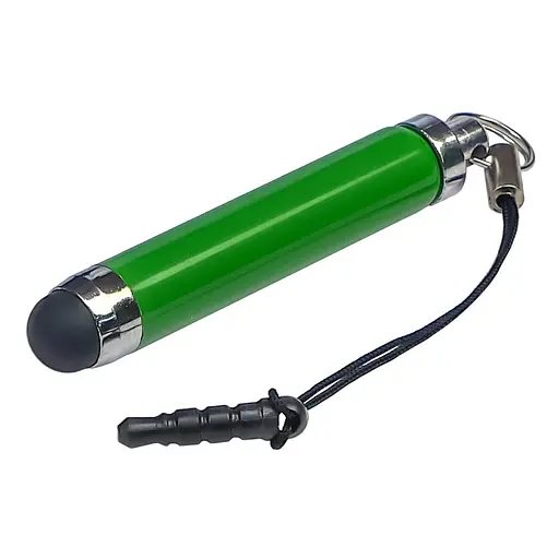 Стилус-брелок ємнісний, висувний, зелений - фото 1