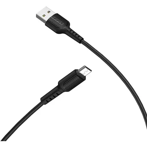 Кабель Borofone BX16 USB to Micro 2A 1 м PVC TPE connectors чорний - фото 1