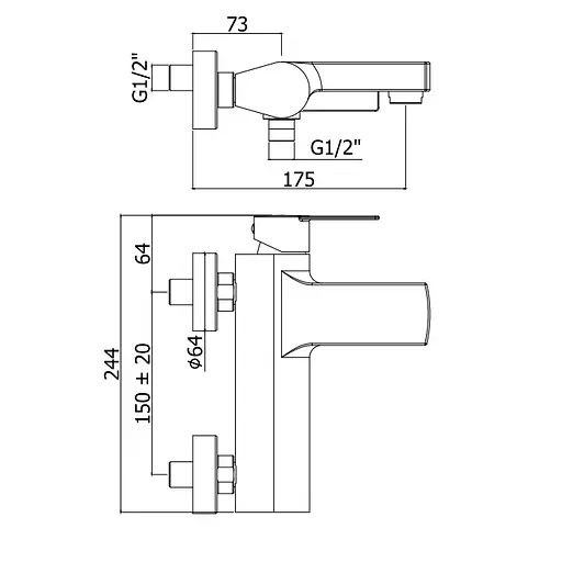 Смеситель для ванны Paffoni Tango TA 023 NO, Черный матовый - фото 2