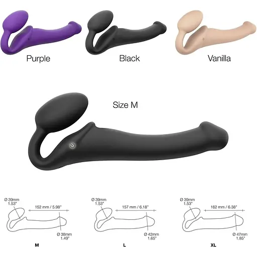 Безременный страпон с вибрацией Strap-On-Me Vibrating Black M - фото 8