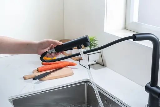 Cмеситель для кухни с выдвижным изливом черный Nett FBL-34 Черный - фото 4