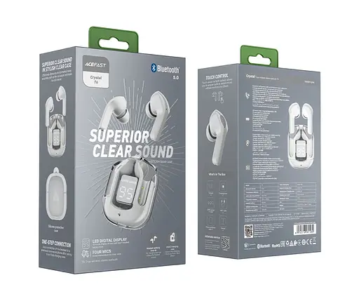 Беспроводные TWS наушники Acefast T6 вакуумные серые - фото 5