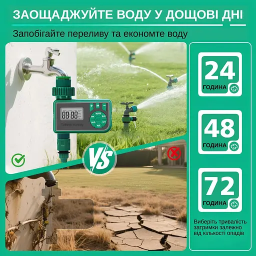 Программируемый таймер подачи воды XON WaterTimer X343 для полива (XWTDBS322401G 3480) Зеленый - фото 7