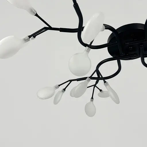 Люстра стельова з пелюстками на 28 ламп в чорному корпусі | Line F | Арт. N686/28C стельова BK FR - фото 2