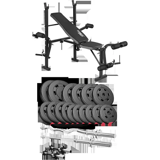 Набор Hop-Sport Premium 75кг со скамьей TX-055, штангами и гантелями