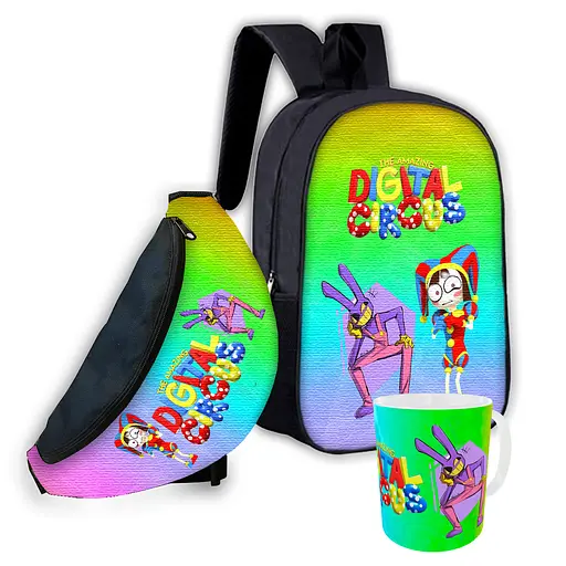 Набір дитячий цифровий цирк рюкзак 36х27см сумка-бананка, кружка з принтом для хлопчика (01616)