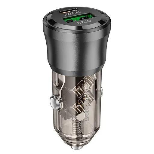 Адаптер автомобильный Borofone Journey Car charger BZ25 1USB/1Type-C, 38W/3A, PD/QC| - фото 1
