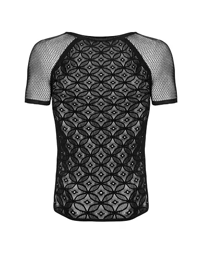 Мужская полупрозрачная футболка с орнаментом Obsessive T102 T-shirt черная S/M/L - фото 5