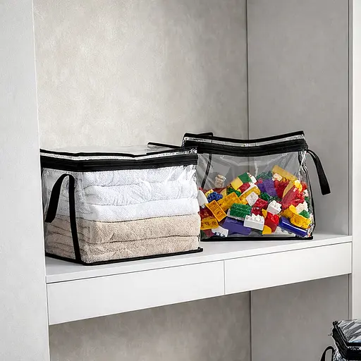 Набор средних прозрачных сумок ORGANIZE для вещей 2 шт (черный) - фото 3