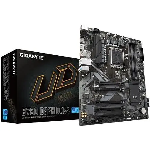 Материнская плата Gigabyte LGA1700, B760 DS3H DDR4, B760, 4xDDR4, Int.Video (CPU), 4xSATA3, 2xM.2, 1xPCI-E 16x 4.0, 4xPCI-E 16x 3.0, 5xUSB3.2/8xUSB2.0, HDMI/DP, ATX - фото 2