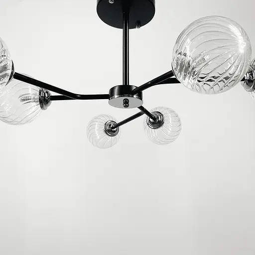 Стельова люстра в чорному корпусі на 6 ламп Line.F Колір фурнітури золотий - фото 8