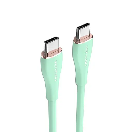 Кабель Vention USB 2.0 C Male to C Male 5A Cable 1M Light Green Silicone Type (TAWGF) - фото 1