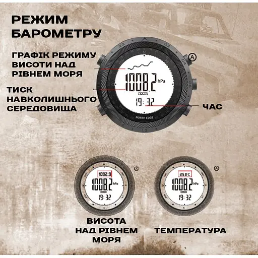 Часы North Edge Desert 5BAR с компасом УЦЕНКА - фото 12