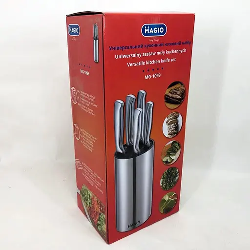 Универсальный набор 5 кухонных ножей с подставкой из ножей нержавеющей стали для кухни Magio MG-1093 Серый - фото 10