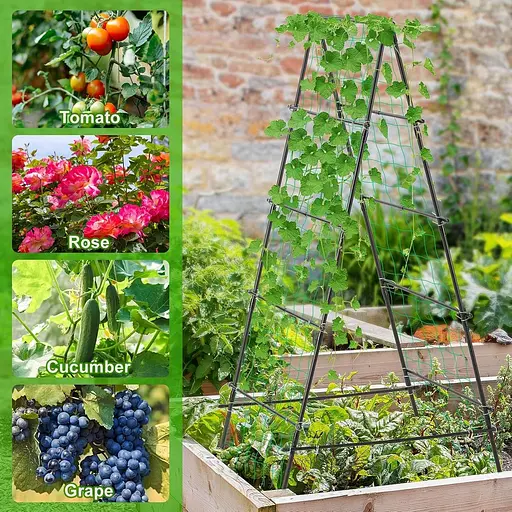 Огіркова решітка Yotoworth для кучерявих рослин, каркас для саду, грати для кімнатних та вуличних овочів, фруктів, чорна - фото 3