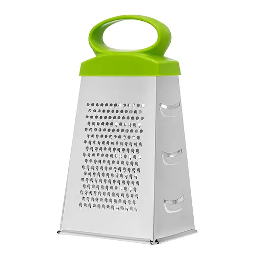 Тертка конус для овочів та фруктів 4-стороння з нержавіючої сталі з пластиковою ручкою (висота 21 см), Kitchette 83996 - фото 3