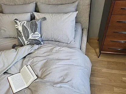 Комплект постельного белья Washed Cotton из вареного хлопка светло-серый Ash Gray - фото 2