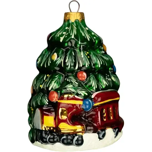 Ялинкова прикраса Різдвяні історії Ялинка з потягом скло (4820001045321)