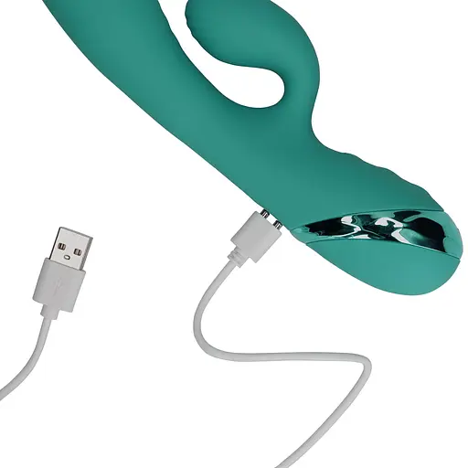 Вібратор-кролик Loveline Inflatable Rabbit 20 см (зелений) - фото 6