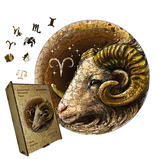 Пазл деревяний Знак Зодіаку Овен, А2, Деревяна коробка 300+ елементів