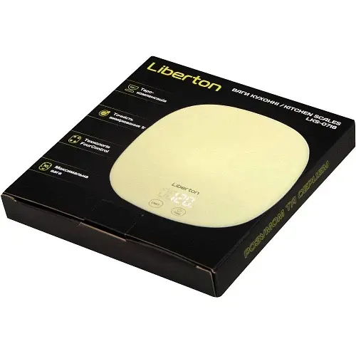 Ваги кухонні Liberton LKS-0718, Yellow, до 10 кг, дисплей, тарокомпенсація, автовідключення, індикатор перевантаження, батарейка: 2*ААА у комплекті - фото 4