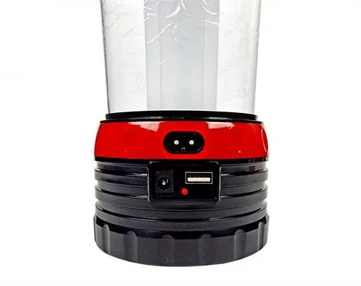 Кемпинговый фонарь лампа аккумуляторная Yajia YJ-5835DT с солнечной встроенной панелью с функцией USB красный - фото 4