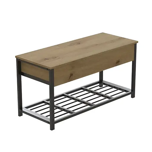 Банкетка з ящиком Ferrum-decor Дрейк 2 550x1200x400 метал Чорний ДСП Дуб Артізан 16 мм (FRD-103071)