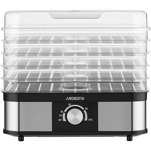 Сушарка Ardesto для продуктів 550 Вт піддонів 5 x 3 см пластик чорний+нержавіюча сталь