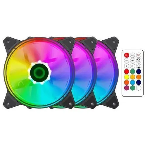 Вентилятор 120 мм GameMax RQ300 чорний 3 шт. 120х120х25 мм ARGB підсвічування 600-1100 об/хв до 21 дБ 3-pin/Molex/3-pin - фото 1