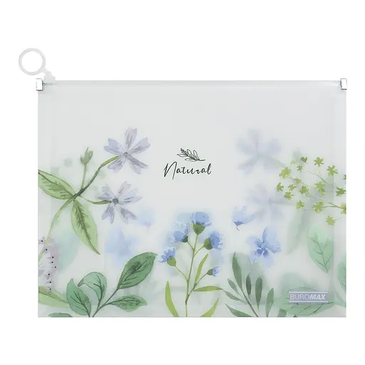 Папка-конверт на zip-молнии А4 ARABESKI голубой BM.3975-14 BUROMAX матовый полупрозрачный пластик (4823126800660) - фото 1