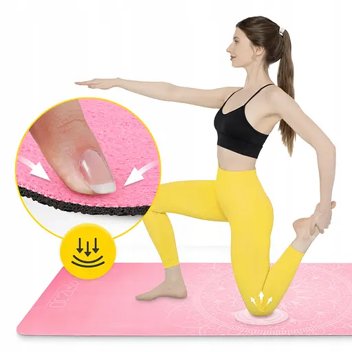 Коврик (мат) спортивный 4FIZJO замша 183 x 61 x 0.15 см для йоги и фитнеса Pink (P-5905973404419) - фото 9