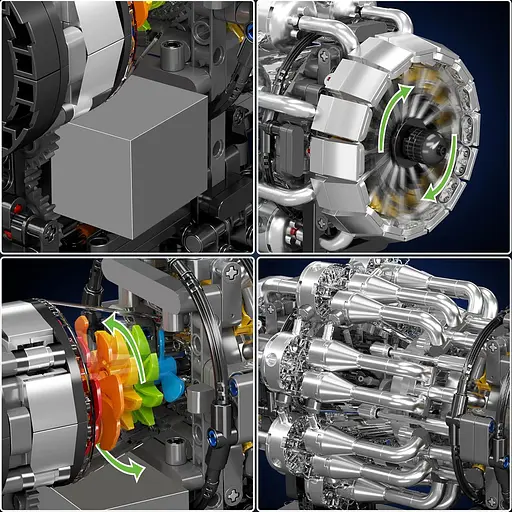 Конструктор двигун Mould King авіаційний турбореактивний Turbojet Engine Mechanical  моторозований дитячий мотор 1247 деталей - фото 4