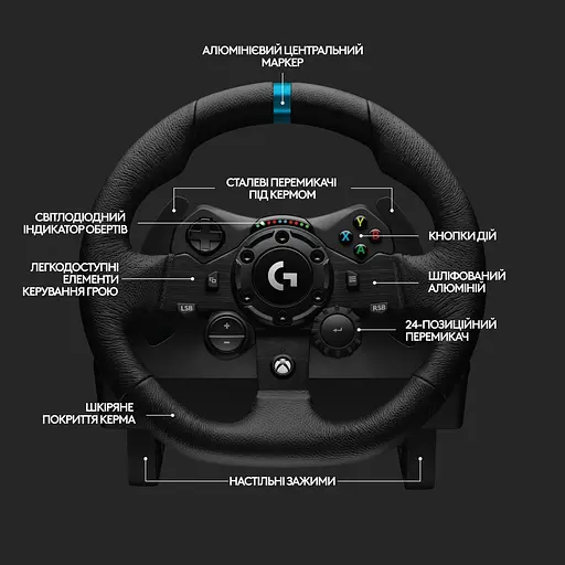 Руль и педали Logitech G923 Trueforce Racing Wheel and Pedals (941-000158) Black - фото 8