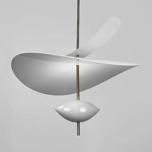 Дизайнерский светильник в белом корпусе с латунной трубкой Ø 60 см | Line F | Ст. MJ09-600 WT - фото 3