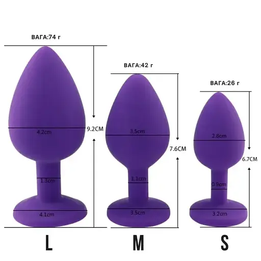 Анальная пробка I’MCUM Crystal Harmony Размер M 7.6x3.5 см Силиконовая Фиолетовая (IM-KGS201_M_purp) - фото 8