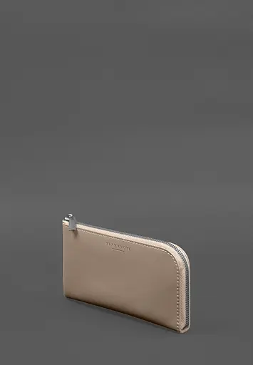 Кожаный портмоне-купюрник на молнии 14.1 светло-бежевый - фото 4