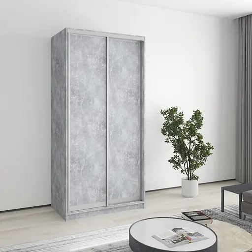 Шкаф-купе двухдверный MebelStar Стандарт AL 2ДСП 100x45x210 см Бетон (MBS-2279)