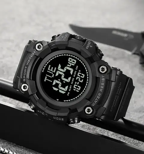 Чоловічий спортивний годинник Skmei 2037 з компасом (Чорний) - фото 5